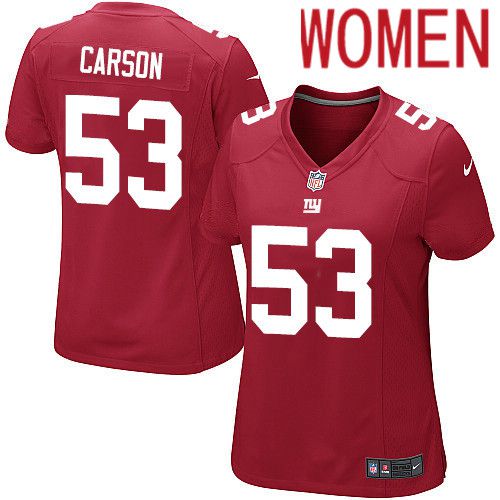 Women New York Giants #53 Harry Carson Nike Red Game NFL Jersey